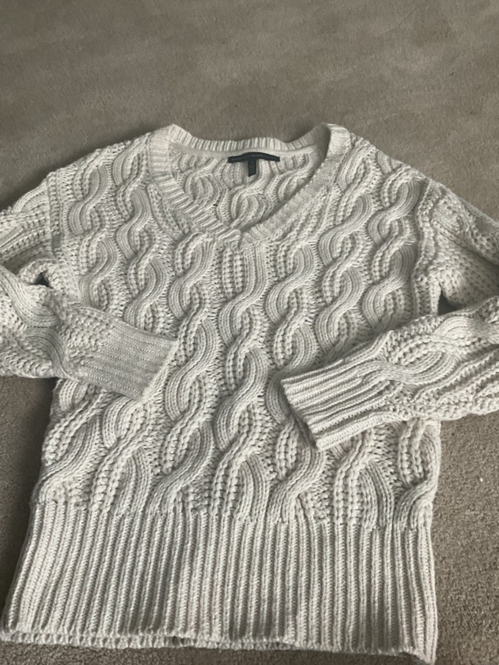 White House Black Market Cream Cable Knit Sweater